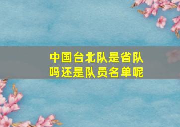 中国台北队是省队吗还是队员名单呢