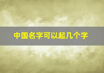 中国名字可以起几个字