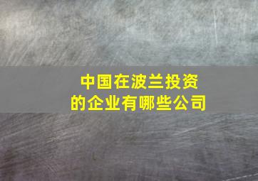 中国在波兰投资的企业有哪些公司