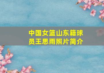 中国女篮山东籍球员王思雨照片简介