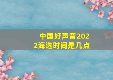 中国好声音2022海选时间是几点