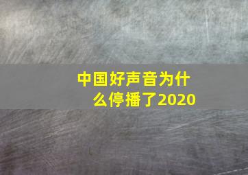 中国好声音为什么停播了2020