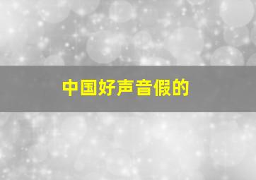 中国好声音假的