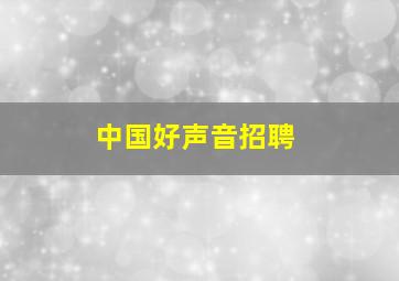 中国好声音招聘