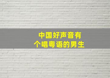 中国好声音有个唱粤语的男生