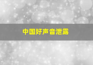 中国好声音泄露