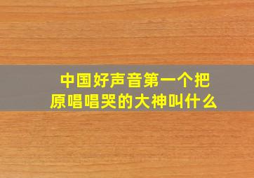 中国好声音第一个把原唱唱哭的大神叫什么