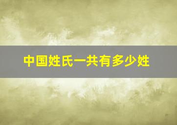 中国姓氏一共有多少姓