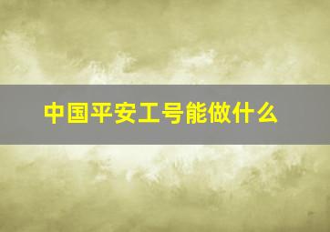 中国平安工号能做什么