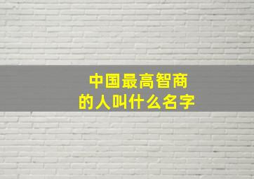 中国最高智商的人叫什么名字