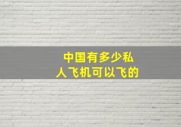 中国有多少私人飞机可以飞的