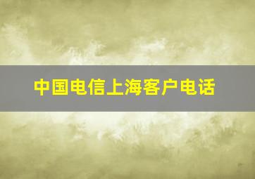 中国电信上海客户电话