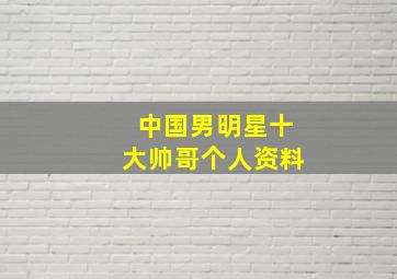 中国男明星十大帅哥个人资料