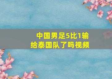 中国男足5比1输给泰国队了吗视频