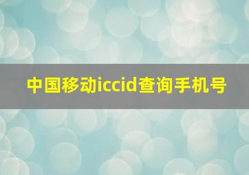 中国移动iccid查询手机号