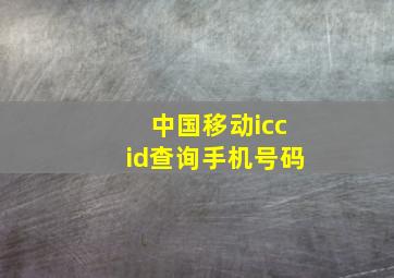 中国移动iccid查询手机号码