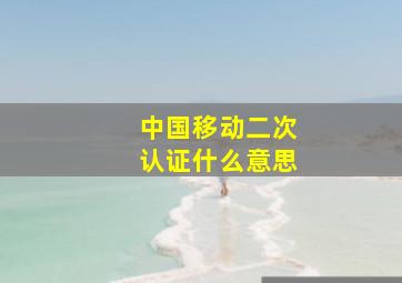 中国移动二次认证什么意思