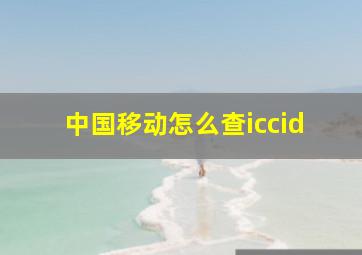 中国移动怎么查iccid