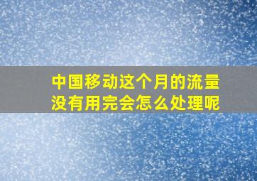 中国移动这个月的流量没有用完会怎么处理呢