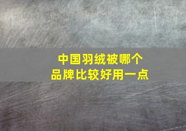 中国羽绒被哪个品牌比较好用一点