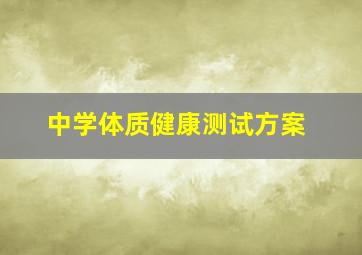 中学体质健康测试方案