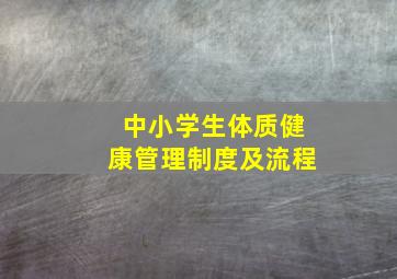 中小学生体质健康管理制度及流程