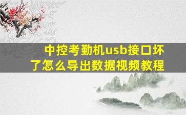 中控考勤机usb接口坏了怎么导出数据视频教程