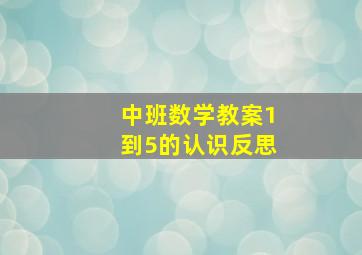 中班数学教案1到5的认识反思