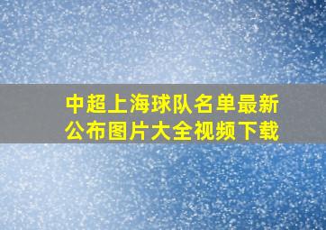 中超上海球队名单最新公布图片大全视频下载