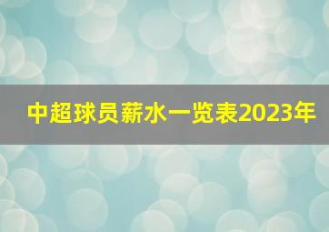 中超球员薪水一览表2023年