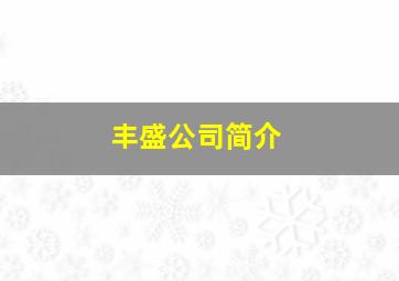 丰盛公司简介