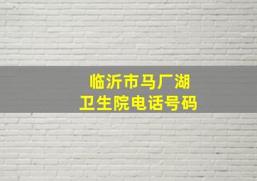 临沂市马厂湖卫生院电话号码