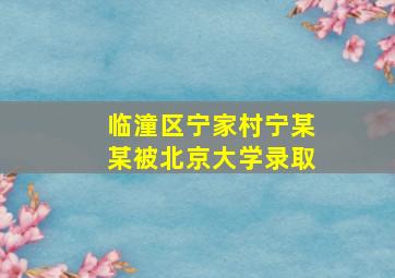 临潼区宁家村宁某某被北京大学录取