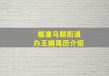 临潼马额街道办王娟简历介绍