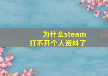 为什么steam打不开个人资料了