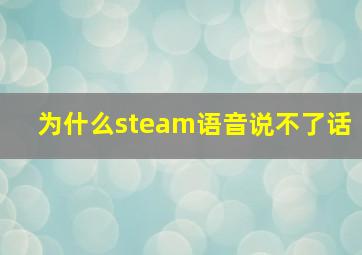 为什么steam语音说不了话