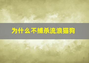 为什么不捕杀流浪猫狗