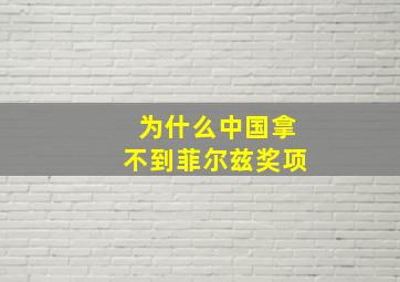 为什么中国拿不到菲尔兹奖项