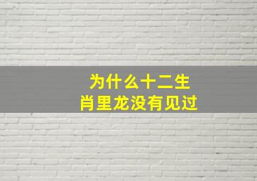 为什么十二生肖里龙没有见过