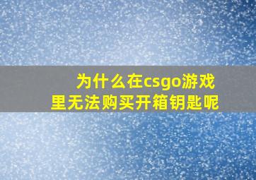 为什么在csgo游戏里无法购买开箱钥匙呢