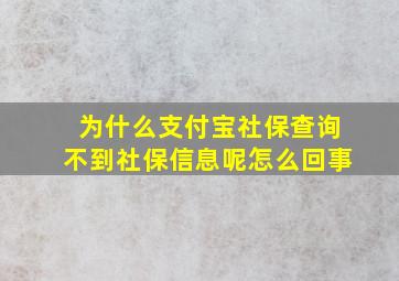 为什么支付宝社保查询不到社保信息呢怎么回事