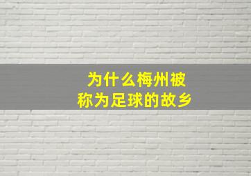 为什么梅州被称为足球的故乡