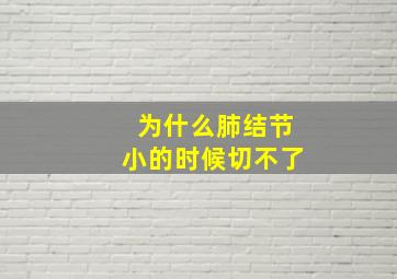 为什么肺结节小的时候切不了