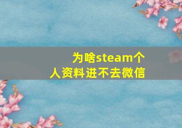 为啥steam个人资料进不去微信