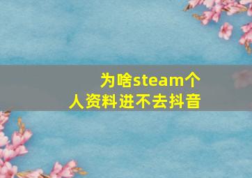 为啥steam个人资料进不去抖音