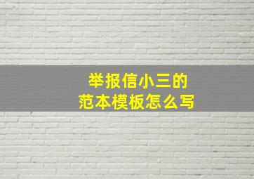 举报信小三的范本模板怎么写