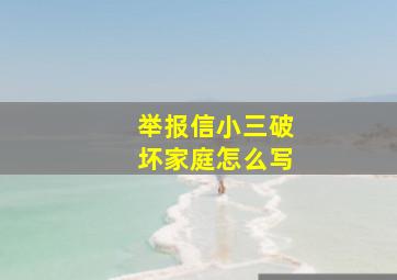 举报信小三破坏家庭怎么写