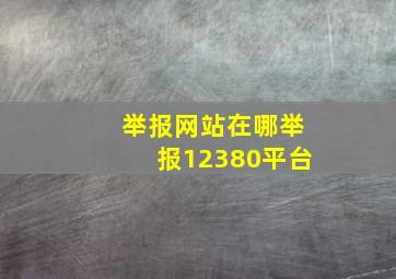 举报网站在哪举报12380平台