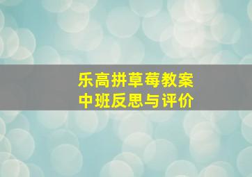 乐高拼草莓教案中班反思与评价