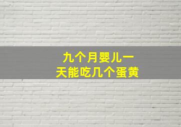 九个月婴儿一天能吃几个蛋黄